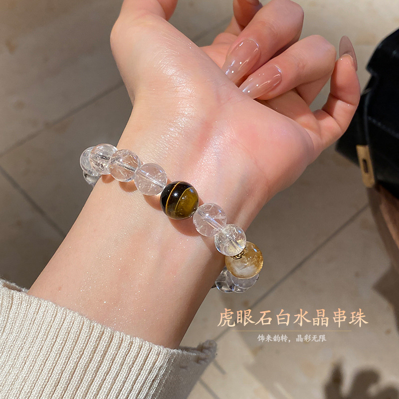 Chinese Style Lotus Seed Gold Tiger Eye Stone Beaded Bracelet - 2025 Niche Fashion Versatile Wristband Accessory Chinese Style Lotus Seed Gold Tiger Eye Stone Beaded Bracelet - 2025 Niche Fashion Versatile Wristband Accessory