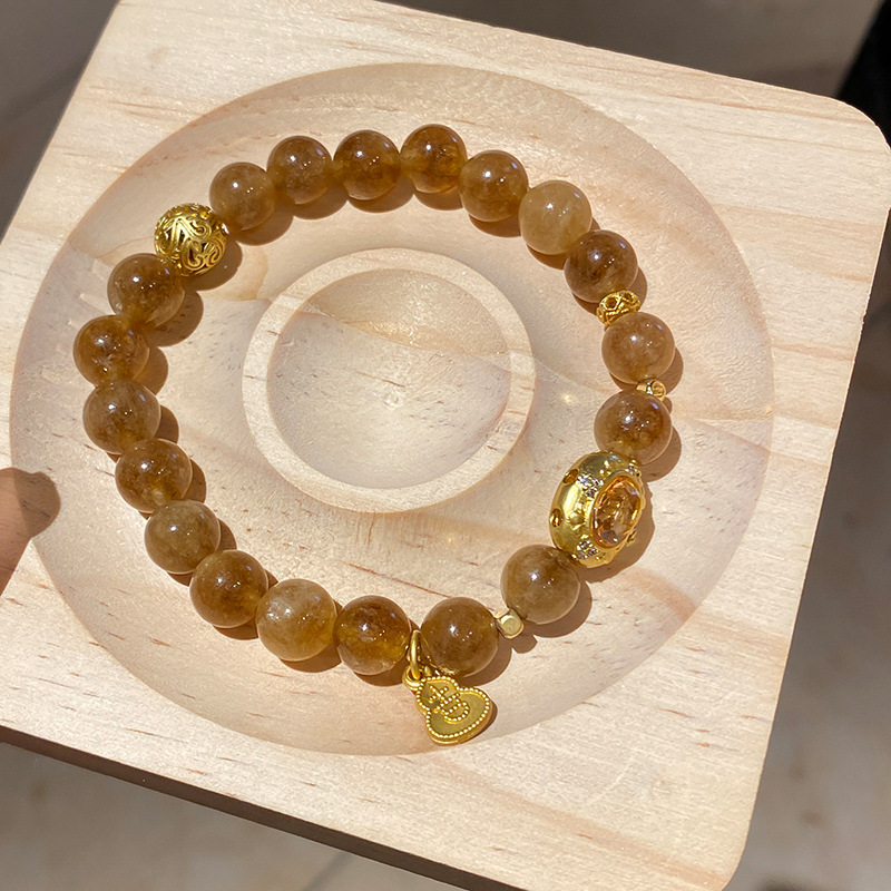Chinese Style Lotus Seed Gold Tiger Eye Stone Beaded Bracelet - 2025 Niche Fashion Versatile Wristband Accessory