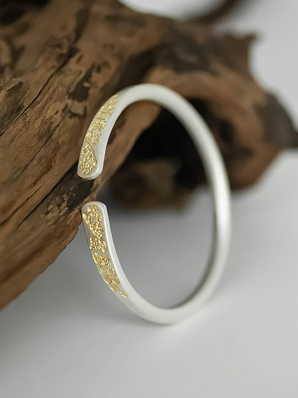 Chinese Style Lucky Cat Pure Silver 9999 Gold-Plated Cuff Bracelet for Women - Ancient Method Open Bangle Gift Chinese Style Lucky Cat Pure Silver 9999 Gold-Plated Cuff Bracelet for Women - Ancient Method Open Bangle Gift