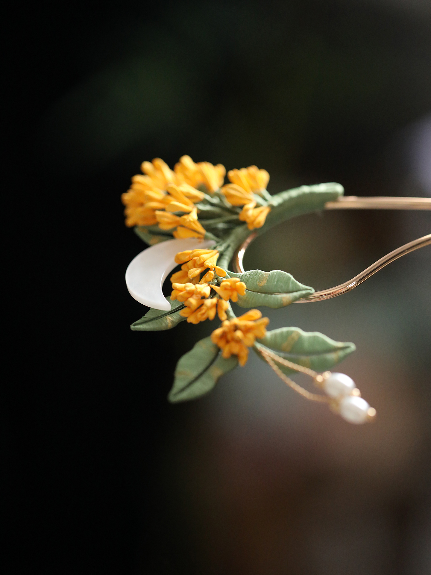 Chinese-Style Osmanthus Hairpin for Updos, Floral Hanfu Headwear, Ancient Tang U-Shaped Hair Accessory Chinese-Style Osmanthus Hairpin for Updos, Floral Hanfu Headwear, Ancient Tang U-Shaped Hair Accessory