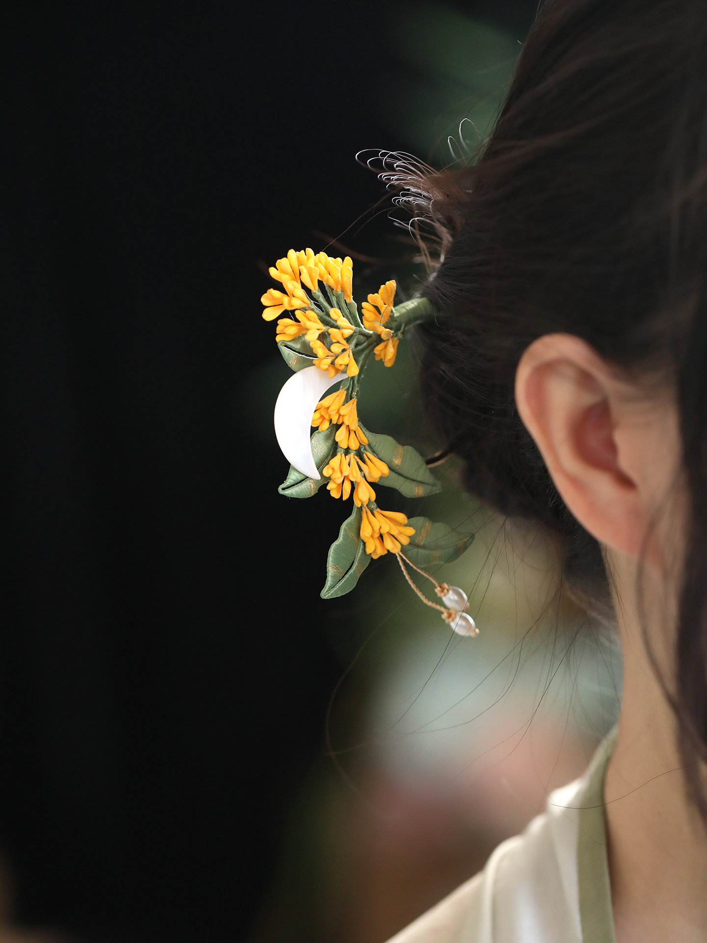 Chinese-Style Osmanthus Hairpin for Updos, Floral Hanfu Headwear, Ancient Tang U-Shaped Hair Accessory Chinese-Style Osmanthus Hairpin for Updos, Floral Hanfu Headwear, Ancient Tang U-Shaped Hair Accessory