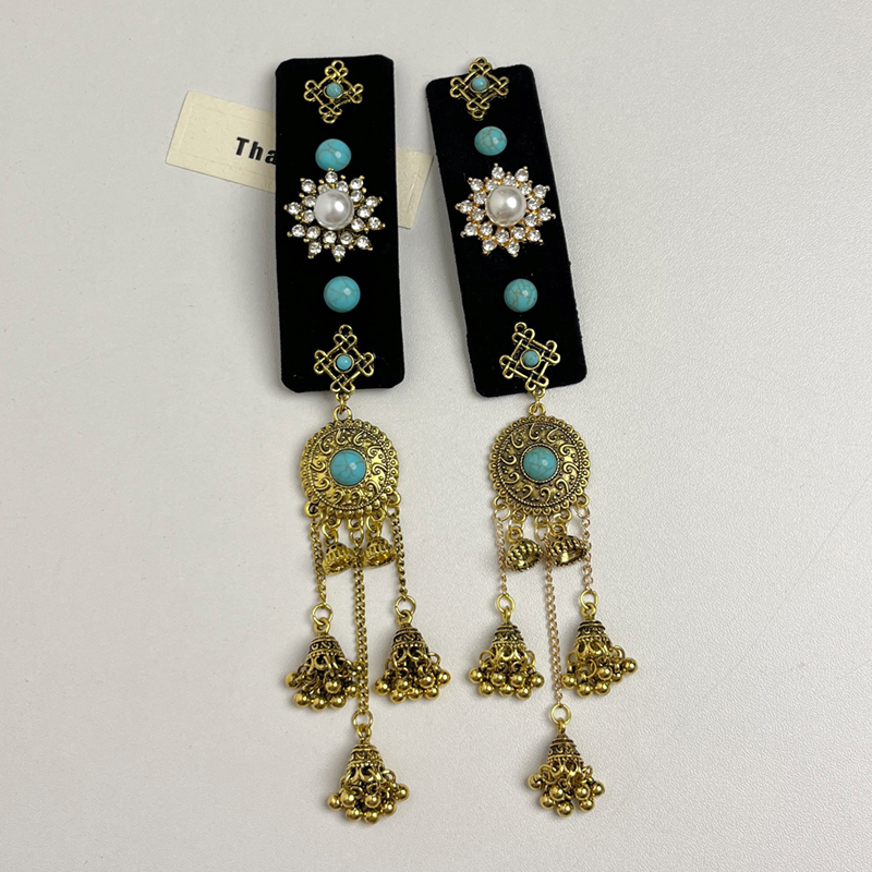 Chinese-Style Retro Turquoise Pagoda Long Tassel Hairpin Ethnic Bangs Clip with Mongolian Elements - Travel Headdress Accessory Chinese-Style Retro Turquoise Pagoda Long Tassel Hairpin Ethnic Bangs Clip with Mongolian Elements - Travel Headdress Accessory