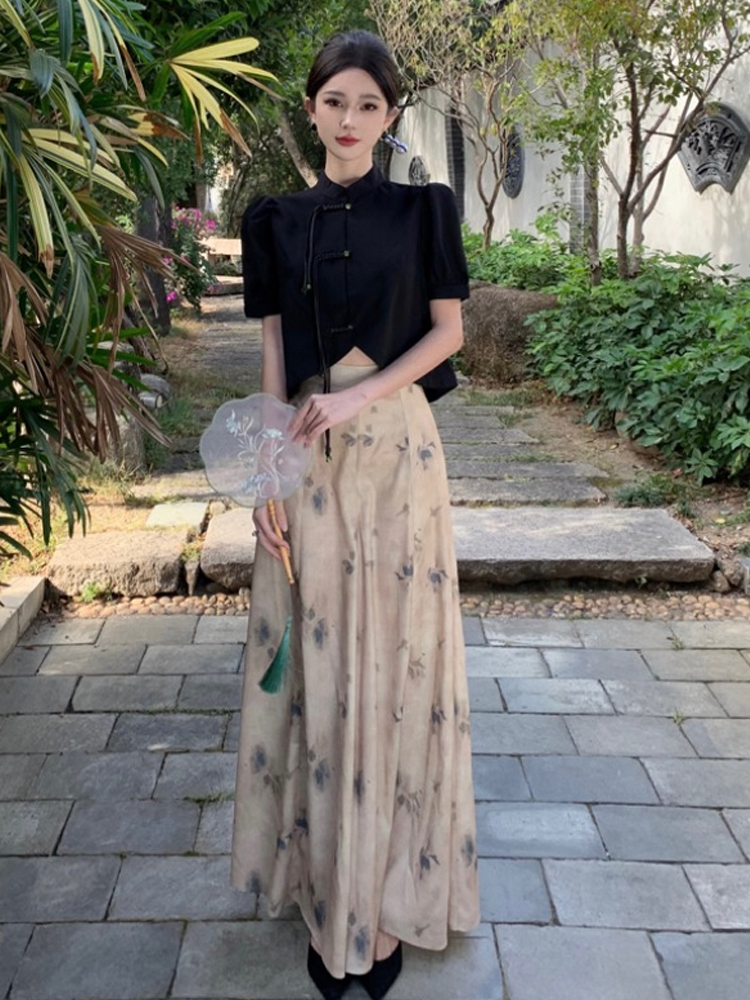 Chinese-Style Two-Piece Set: Women's Spring Shirt with Wide-Leg Pants, National Wind Outfit for Summer Fashion Chinese-Style Two-Piece Set: Women's Spring Shirt with Wide-Leg Pants, National Wind Outfit for Summer Fashion