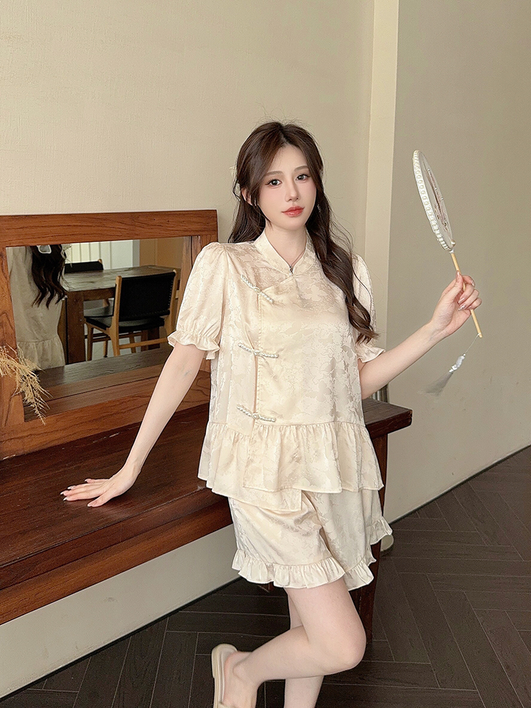 Chinese Wind Ice Silk Pajamas Set for Women - Summer Short Sleeve & Shorts Homewear - 2025 Style, Comfortable and Chic Chinese Wind Ice Silk Pajamas Set for Women - Summer Short Sleeve & Shorts Homewear - 2025 Style, Comfortable and Chic