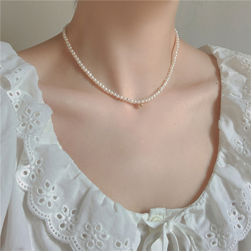 Choker Natural Pearl Small Bead Vintage Necklace for Women, Elegant Y2K Inspired Jewelry
