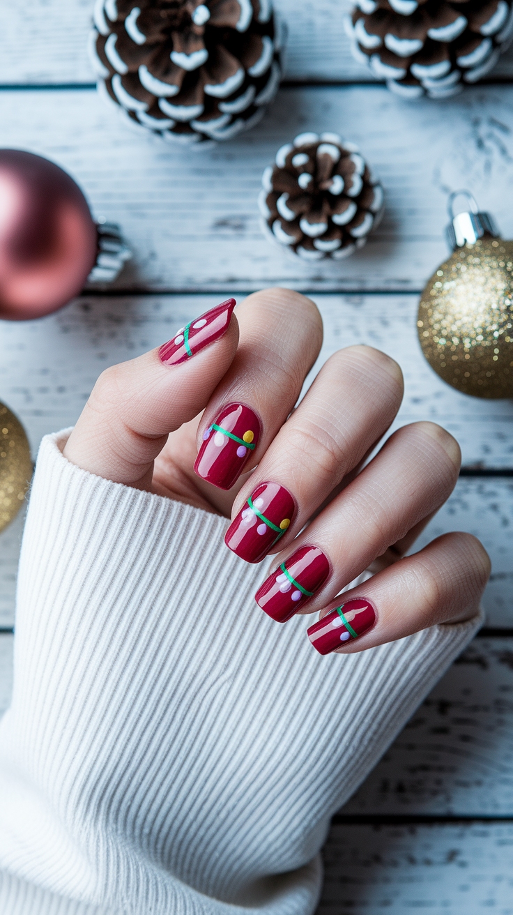 christmas light nail art outfit idea