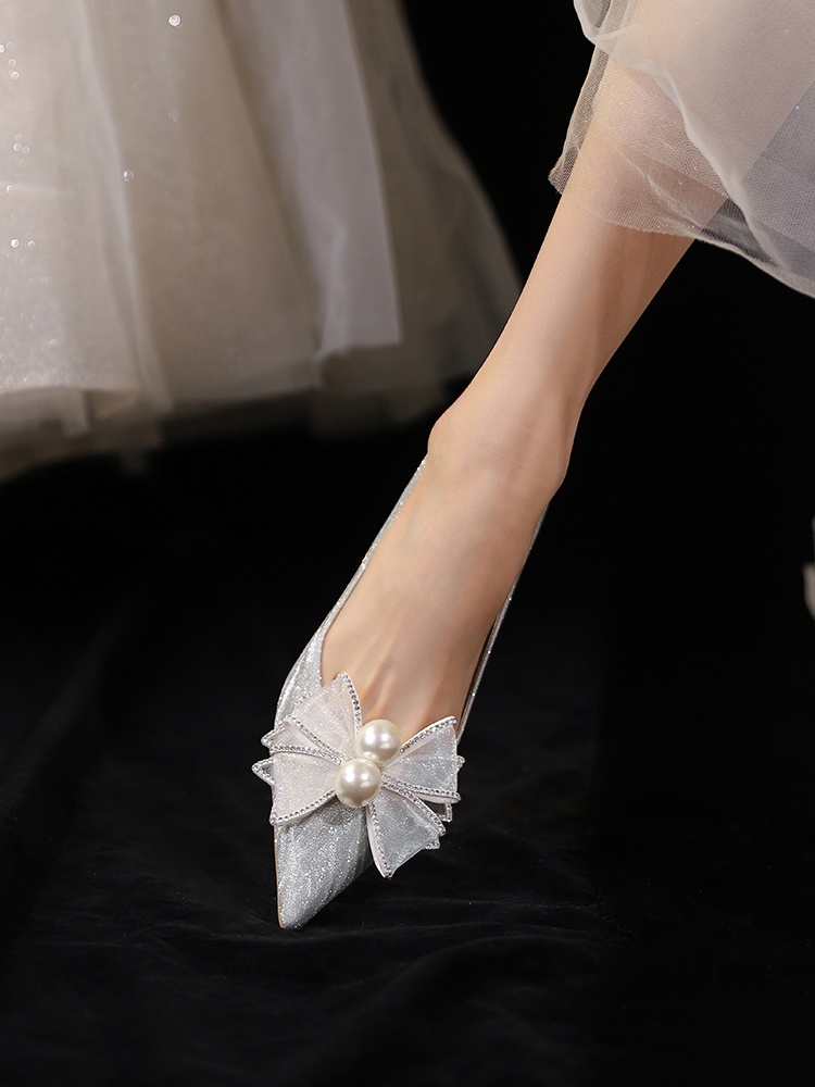 Chunky Heel Wedding Shoes with French Crystals - Stunning High Heels for Brides, Two-in-One Design for Comfort and Daily Wear Chunky Heel Wedding Shoes with French Crystals - Stunning High Heels for Brides, Two-in-One Design for Comfort and Daily Wear