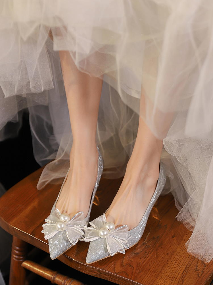 Chunky Heel Wedding Shoes with French Crystals - Stunning High Heels for Brides, Two-in-One Design for Comfort and Daily Wear Chunky Heel Wedding Shoes with French Crystals - Stunning High Heels for Brides, Two-in-One Design for Comfort and Daily Wear