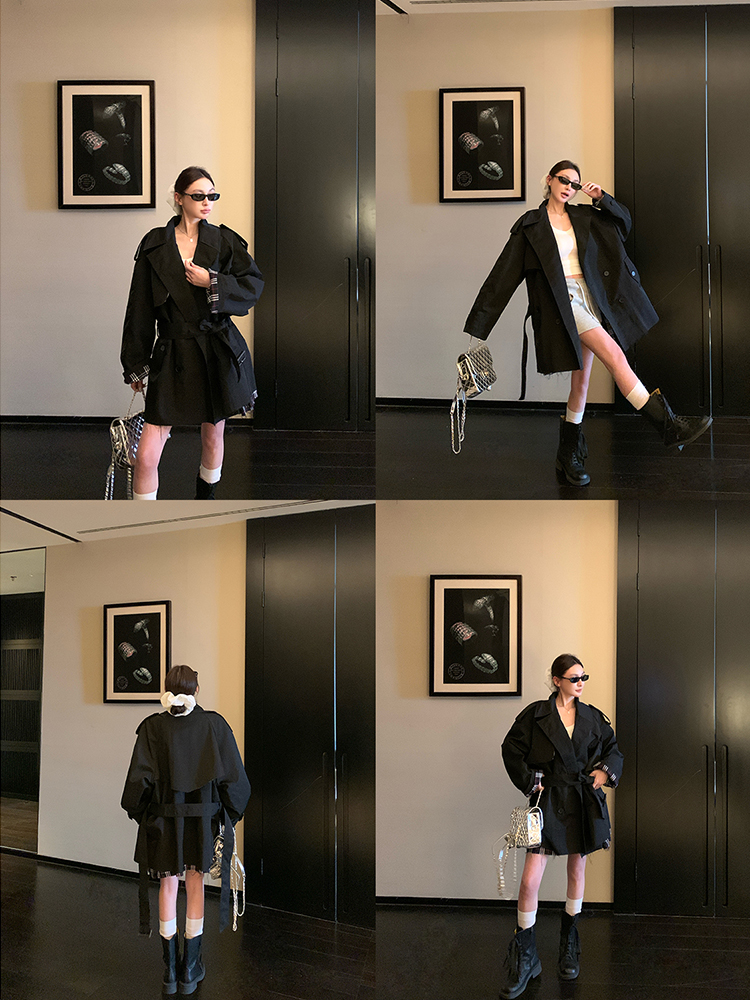 Classic Fit Double-Breasted Short Trench Coat for Women - Early Spring Fashion, Timeless Style, Versatile Outerwear Classic Fit Double-Breasted Short Trench Coat for Women - Early Spring Fashion, Timeless Style, Versatile Outerwear