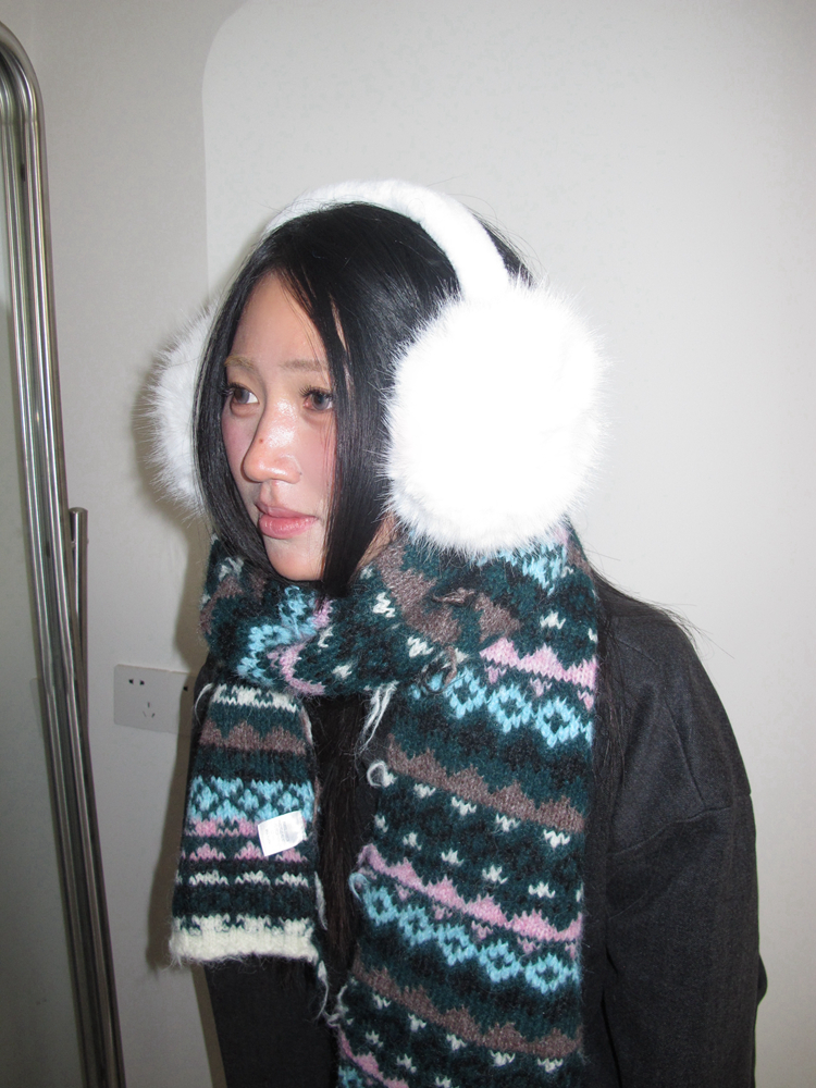 Classic Retro Fair Isle Wool Blend Scarf for Women - Warm Winter Neck Warmer, Versatile INS Style Accessory