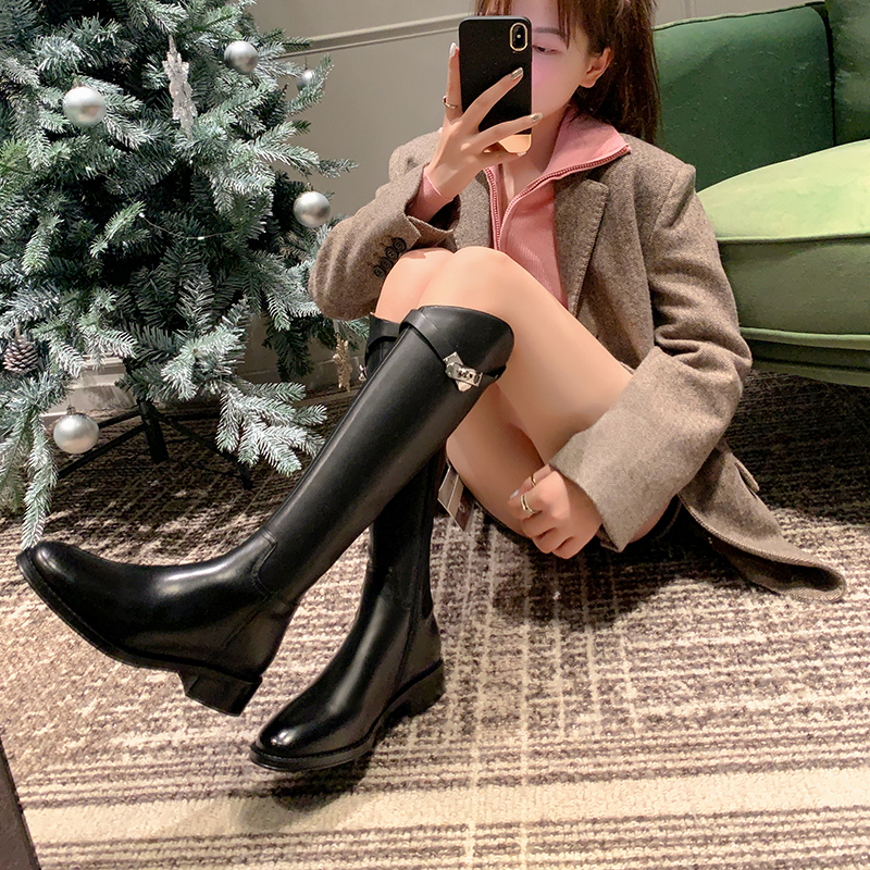 Classic Versatile Flat Genuine Leather Knee-High Riding Boots for Women - Slimming Over-the-Knee Style, Autumn Winter 2025 Fashion Classic Versatile Flat Genuine Leather Knee-High Riding Boots for Women - Slimming Over-the-Knee Style, Autumn Winter 2025 Fashion