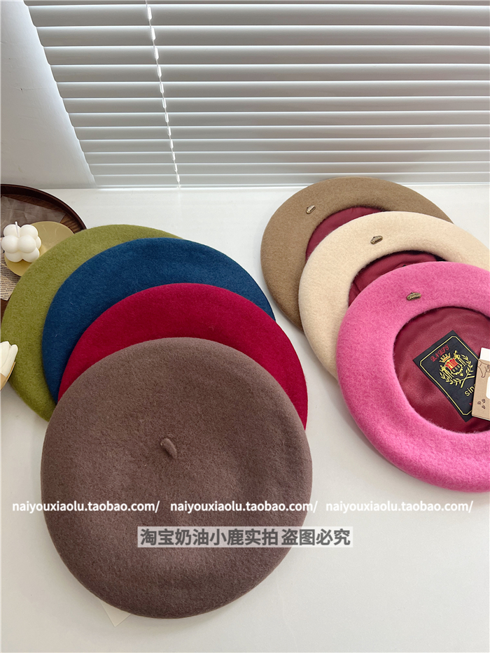Classic Wool Beret Hat for Women - 14 Colors, Metal Buckle, Retro Artistic Fashion for Autumn and Winter Classic Wool Beret Hat for Women - 14 Colors, Metal Buckle, Retro Artistic Fashion for Autumn and Winter