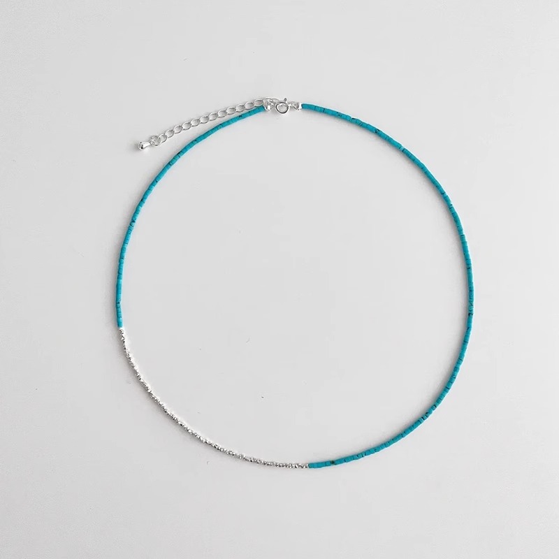Classy 925 Silver Crushed Turquoise Necklace, Chinese Clavicle Chain, Elegant Statement Jewelry for Women Classy 925 Silver Crushed Turquoise Necklace, Chinese Clavicle Chain, Elegant Statement Jewelry for Women
