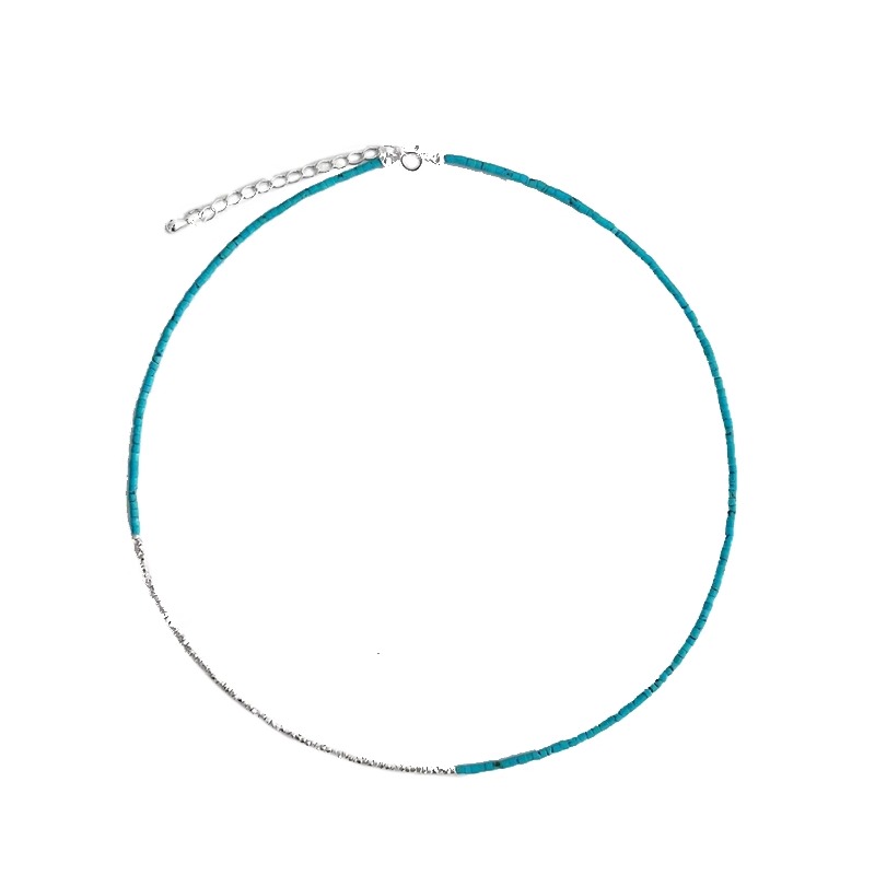 Classy 925 Silver Crushed Turquoise Necklace, Chinese Clavicle Chain, Elegant Statement Jewelry for Women Classy 925 Silver Crushed Turquoise Necklace, Chinese Clavicle Chain, Elegant Statement Jewelry for Women