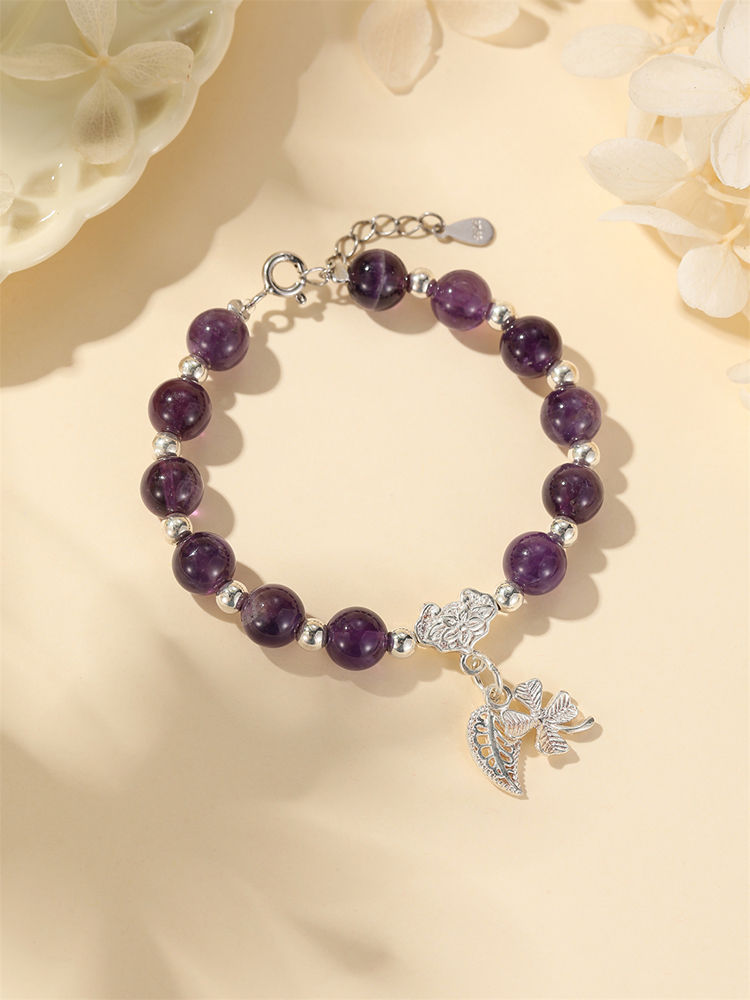 Classy Amethyst Bracelet for Women - High-End Peace Lock Pure Silver Accessory Classy Amethyst Bracelet for Women - High-End Peace Lock Pure Silver Accessory
