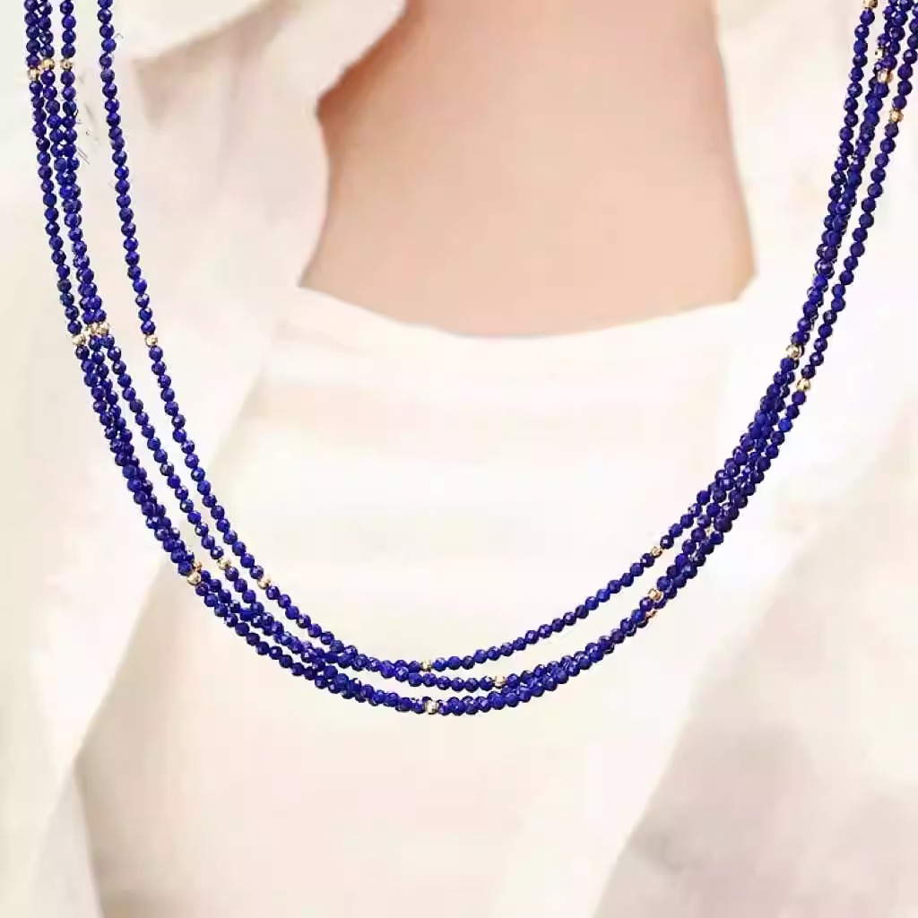 Classy Long Natural Lapis Lazuli Necklace for Women - Chinese Style Clavicle Chain, Elegant Fashion Accessory Classy Long Natural Lapis Lazuli Necklace for Women - Chinese Style Clavicle Chain, Elegant Fashion Accessory