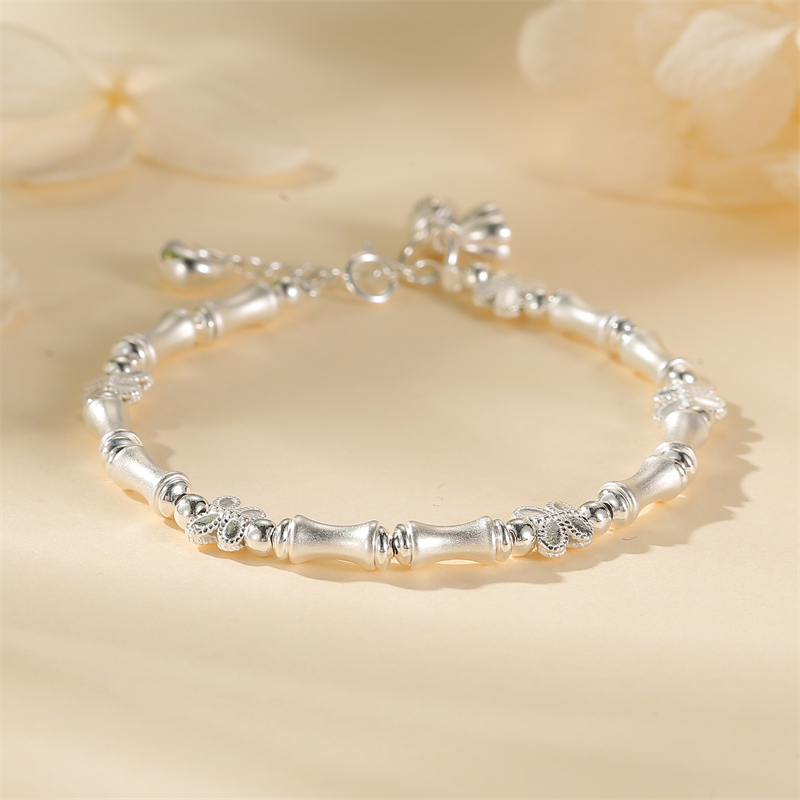 Classy Pure Silver Butterfly Bracelet for Women - Niche Bamboo Segment Design, Elegant Fashion Ornament