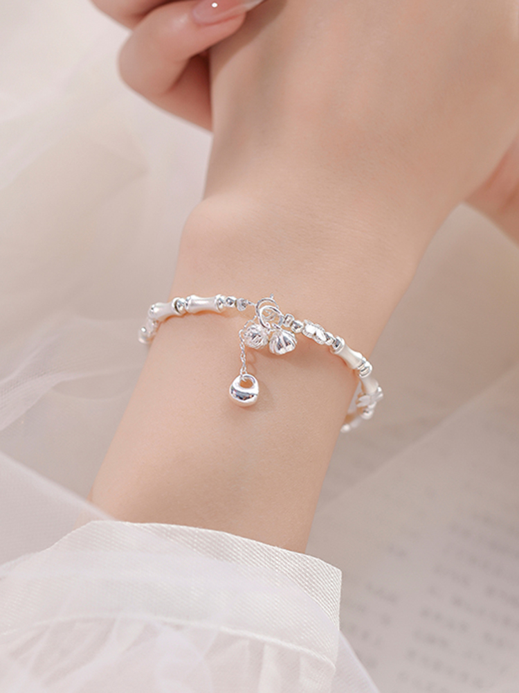 Classy Pure Silver Butterfly Bracelet for Women - Niche Bamboo Segment Design, Elegant Fashion Ornament Classy Pure Silver Butterfly Bracelet for Women - Niche Bamboo Segment Design, Elegant Fashion Ornament