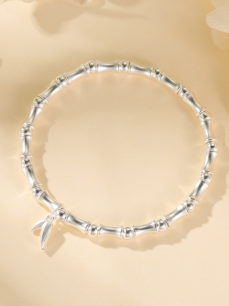 Classy S925 Pure Silver Bamboo Joint Bracelet for Women - Elegant Decorative Design, Chic Fashion Accessory Classy S925 Pure Silver Bamboo Joint Bracelet for Women - Elegant Decorative Design, Chic Fashion Accessory