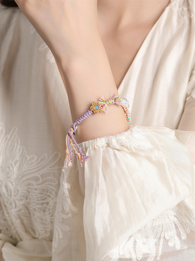 Classy S925 Pure Silver Fortune Pendant Bracelet for Women - Chinese Style Colorful Hand Rope Jewelry Classy S925 Pure Silver Fortune Pendant Bracelet for Women - Chinese Style Colorful Hand Rope Jewelry