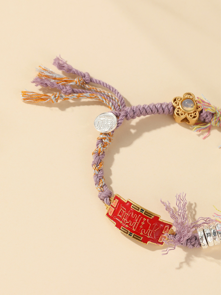Classy S925 Pure Silver Fortune Pendant Bracelet for Women - Chinese Style Colorful Hand Rope Jewelry Classy S925 Pure Silver Fortune Pendant Bracelet for Women - Chinese Style Colorful Hand Rope Jewelry