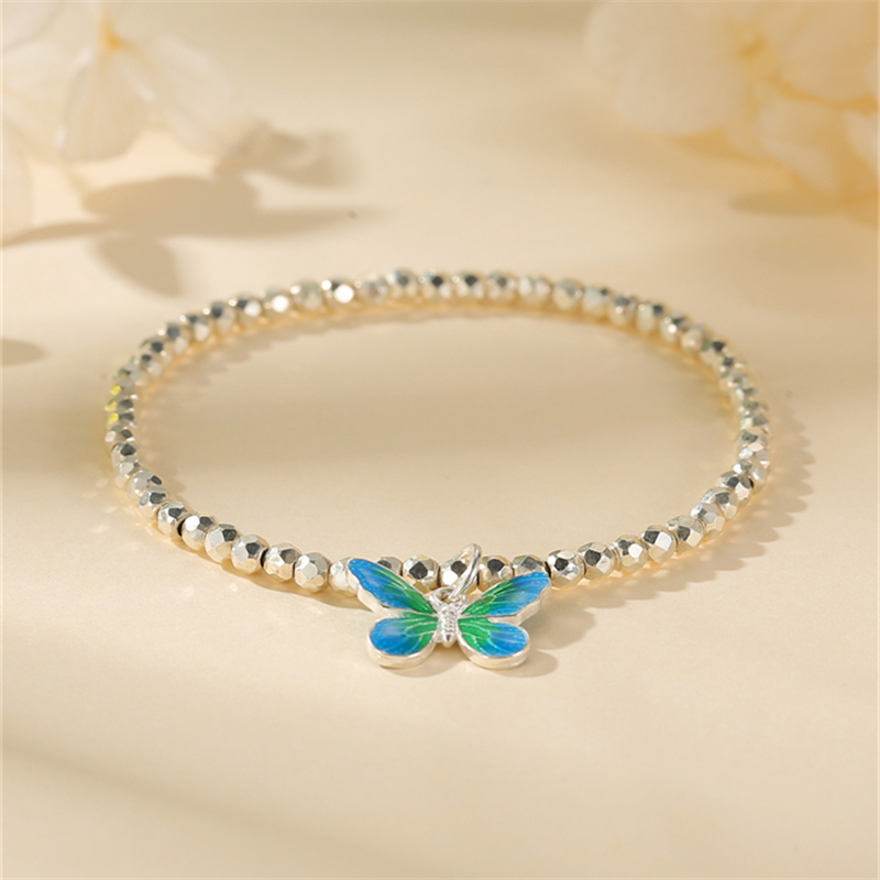 Classy S925 Sterling Silver Butterfly Beaded Bracelet for Women - Unique Niche Design Jewelry Accessory