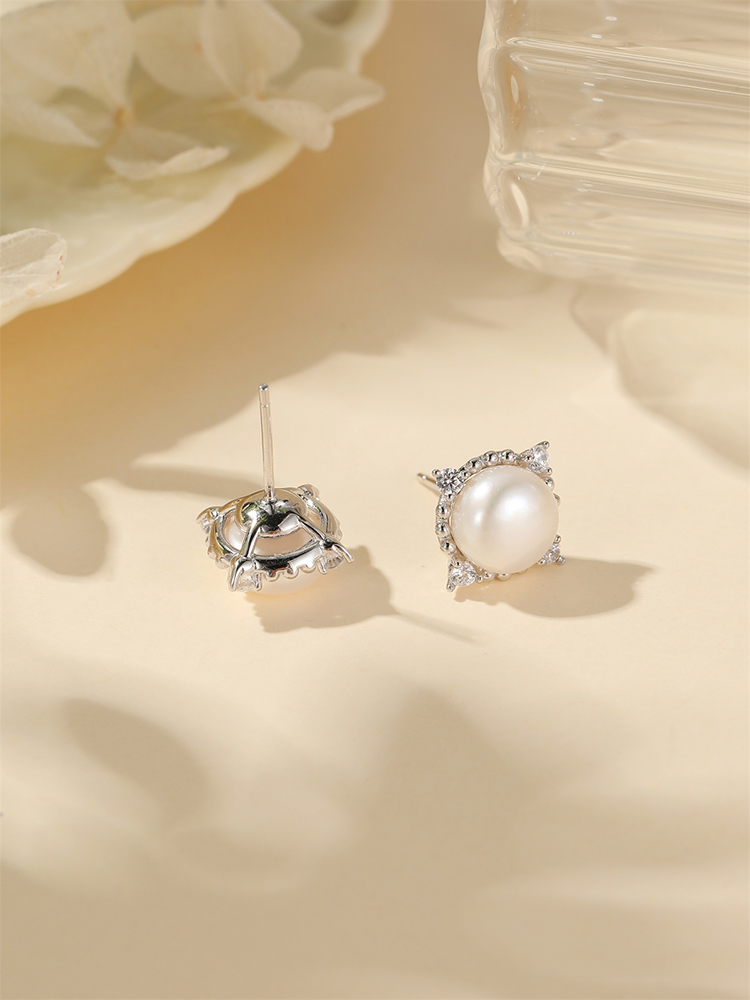 Classy S925 Sterling Silver Pearl Earrings for Women, Delicate Zirconia Small Studs, Elegant Fashion Jewelry for Any Occasion Classy S925 Sterling Silver Pearl Earrings for Women, Delicate Zirconia Small Studs, Elegant Fashion Jewelry for Any Occasion