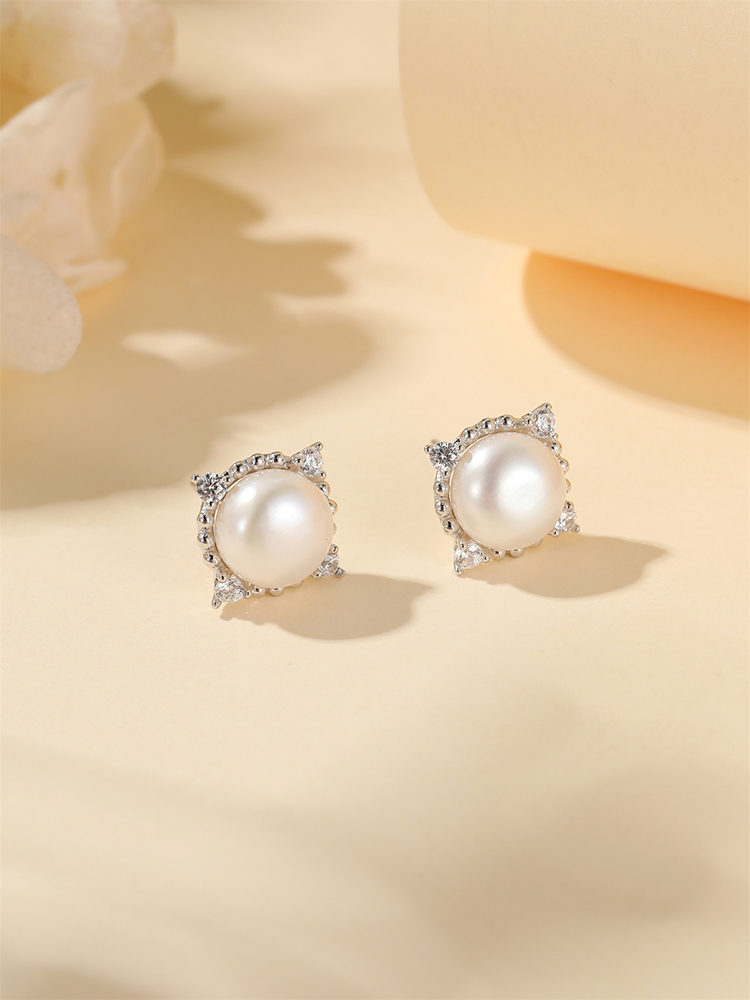 Classy S925 Sterling Silver Pearl Earrings for Women, Delicate Zirconia Small Studs, Elegant Fashion Jewelry for Any Occasion Classy S925 Sterling Silver Pearl Earrings for Women, Delicate Zirconia Small Studs, Elegant Fashion Jewelry for Any Occasion