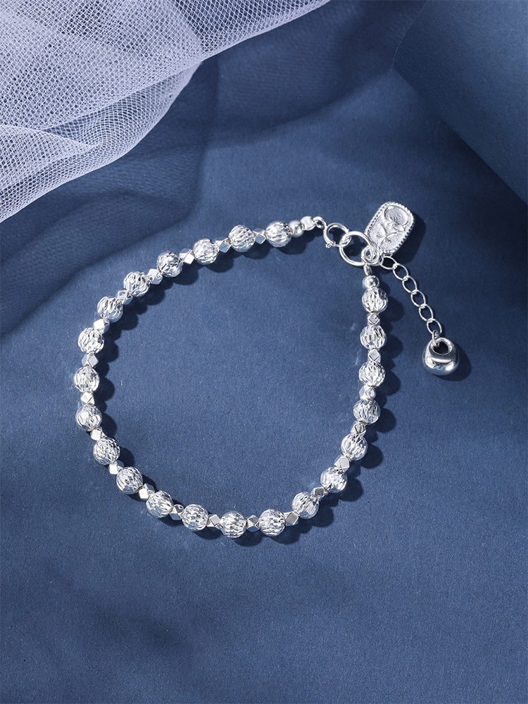Classy Sterling Silver Bracelet for Women - Lucky Charm Accessory with Fortune Beads, Elegant Jewelry Gift Classy Sterling Silver Bracelet for Women - Lucky Charm Accessory with Fortune Beads, Elegant Jewelry Gift