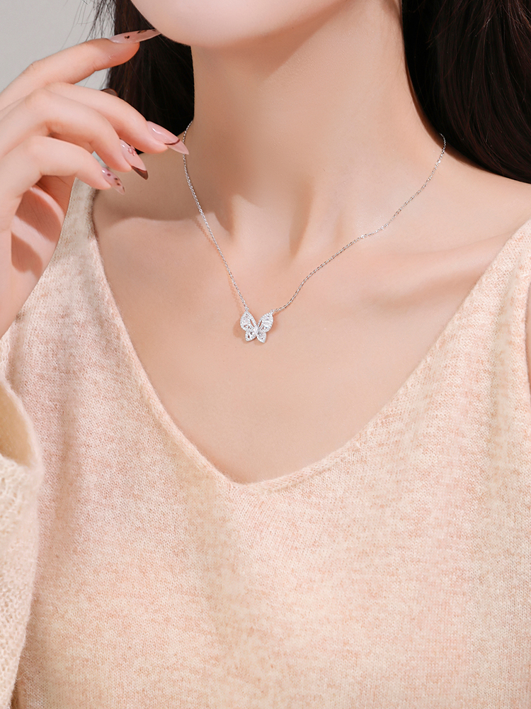Classy Sterling Silver Hollow Butterfly Necklace for Women - Decorative Collarbone Chain, Elegant Jewelry Design Classy Sterling Silver Hollow Butterfly Necklace for Women - Decorative Collarbone Chain, Elegant Jewelry Design