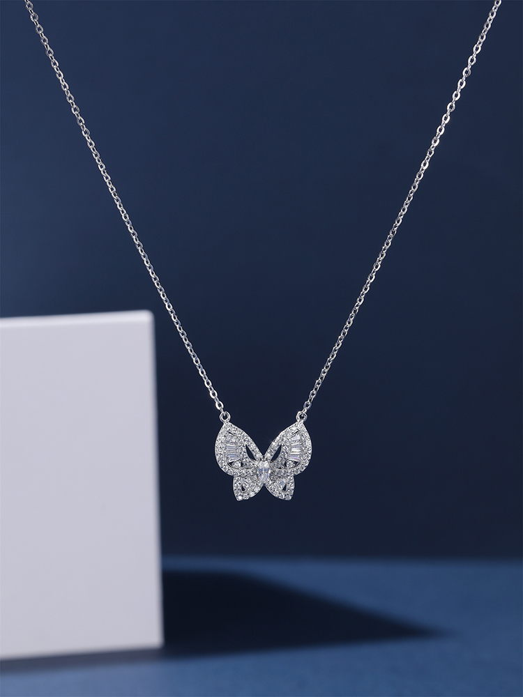 Classy Sterling Silver Hollow Butterfly Necklace for Women - Decorative Collarbone Chain, Elegant Jewelry Design Classy Sterling Silver Hollow Butterfly Necklace for Women - Decorative Collarbone Chain, Elegant Jewelry Design