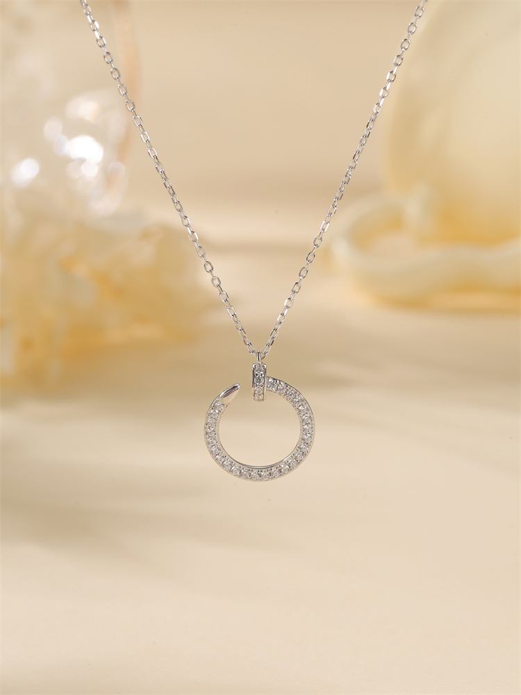 Classy Sterling Silver Nail Necklace for Women - Blue and White Porcelain, Light Luxury Exquisite Sweater Chain Classy Sterling Silver Nail Necklace for Women - Blue and White Porcelain, Light Luxury Exquisite Sweater Chain