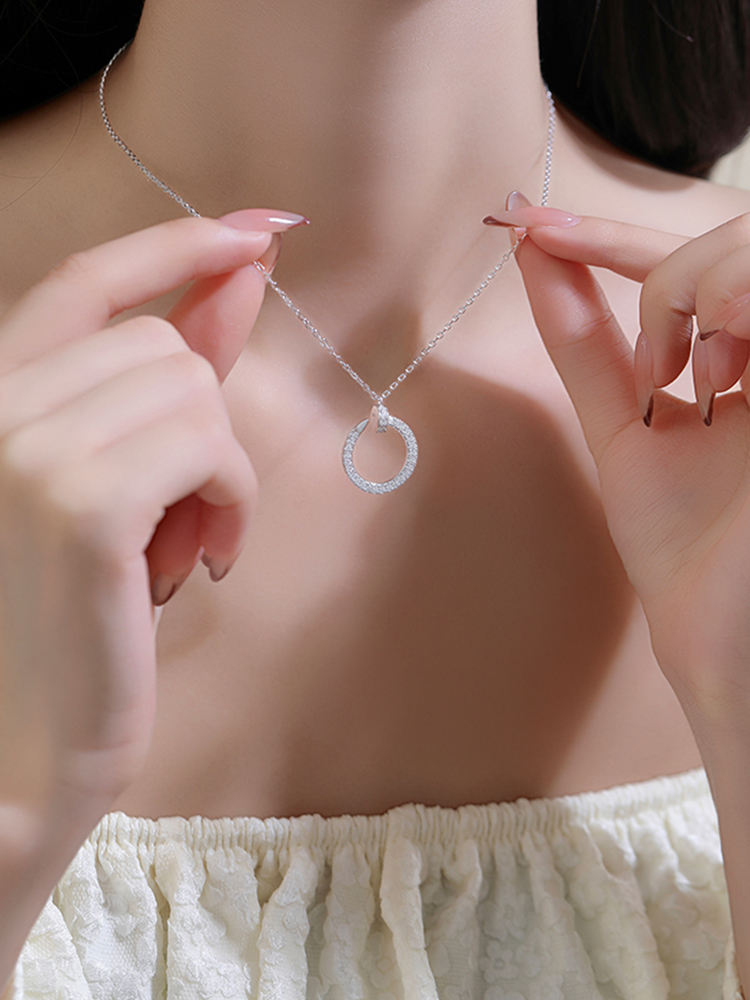 Classy Sterling Silver Nail Necklace for Women - Blue and White Porcelain, Light Luxury Exquisite Sweater Chain Classy Sterling Silver Nail Necklace for Women - Blue and White Porcelain, Light Luxury Exquisite Sweater Chain