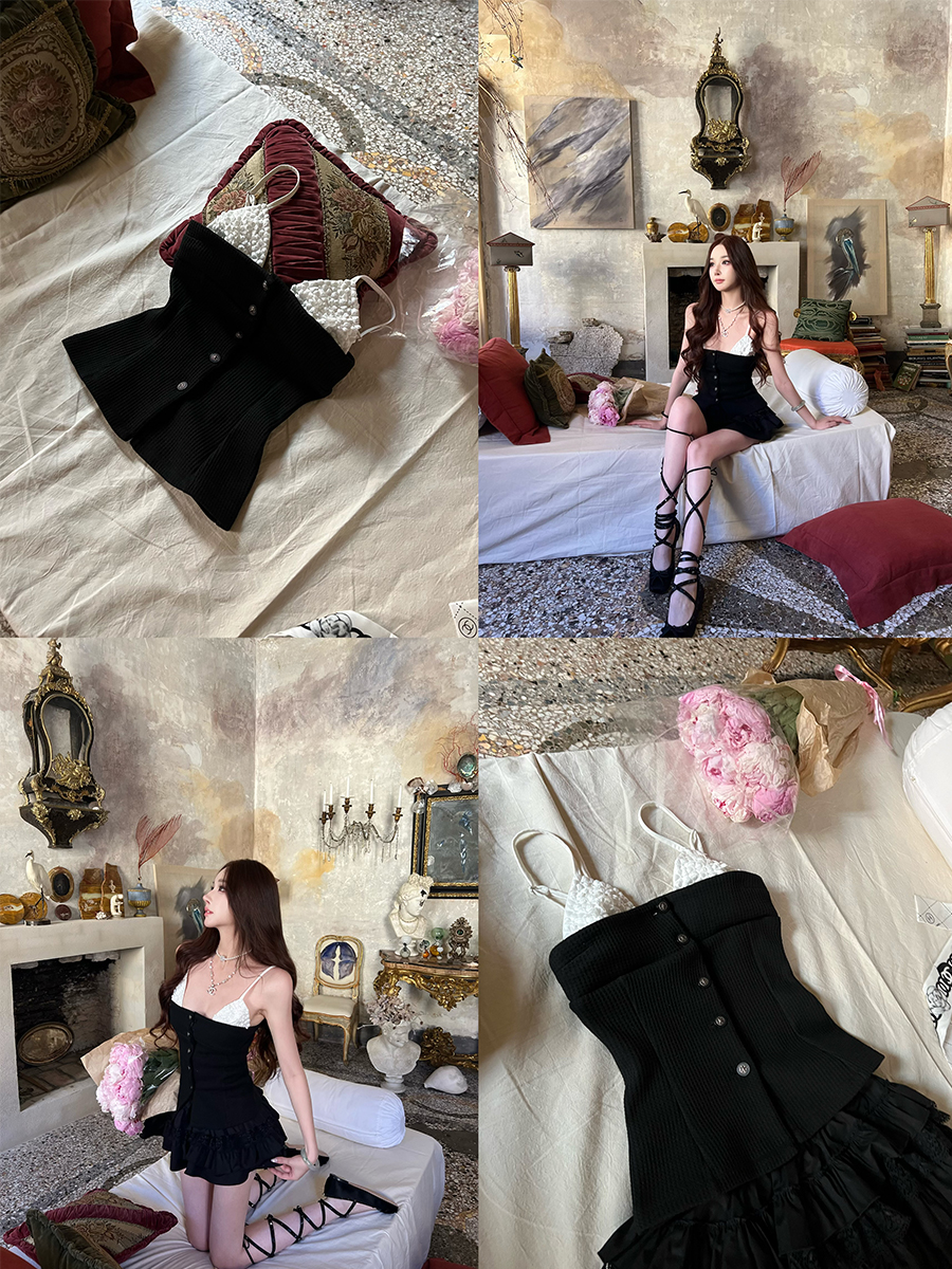 Coco White Mountain Tea Socialite Style Camisole Tank Top Women's Faux Two-Piece High-End Summer Fashion Coco White Mountain Tea Socialite Style Camisole Tank Top Women's Faux Two-Piece High-End Summer Fashion