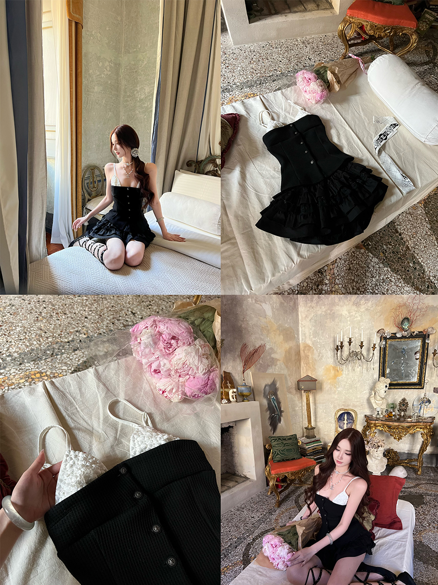 Coco White Mountain Tea Socialite Style Camisole Tank Top Women's Faux Two-Piece High-End Summer Fashion Coco White Mountain Tea Socialite Style Camisole Tank Top Women's Faux Two-Piece High-End Summer Fashion