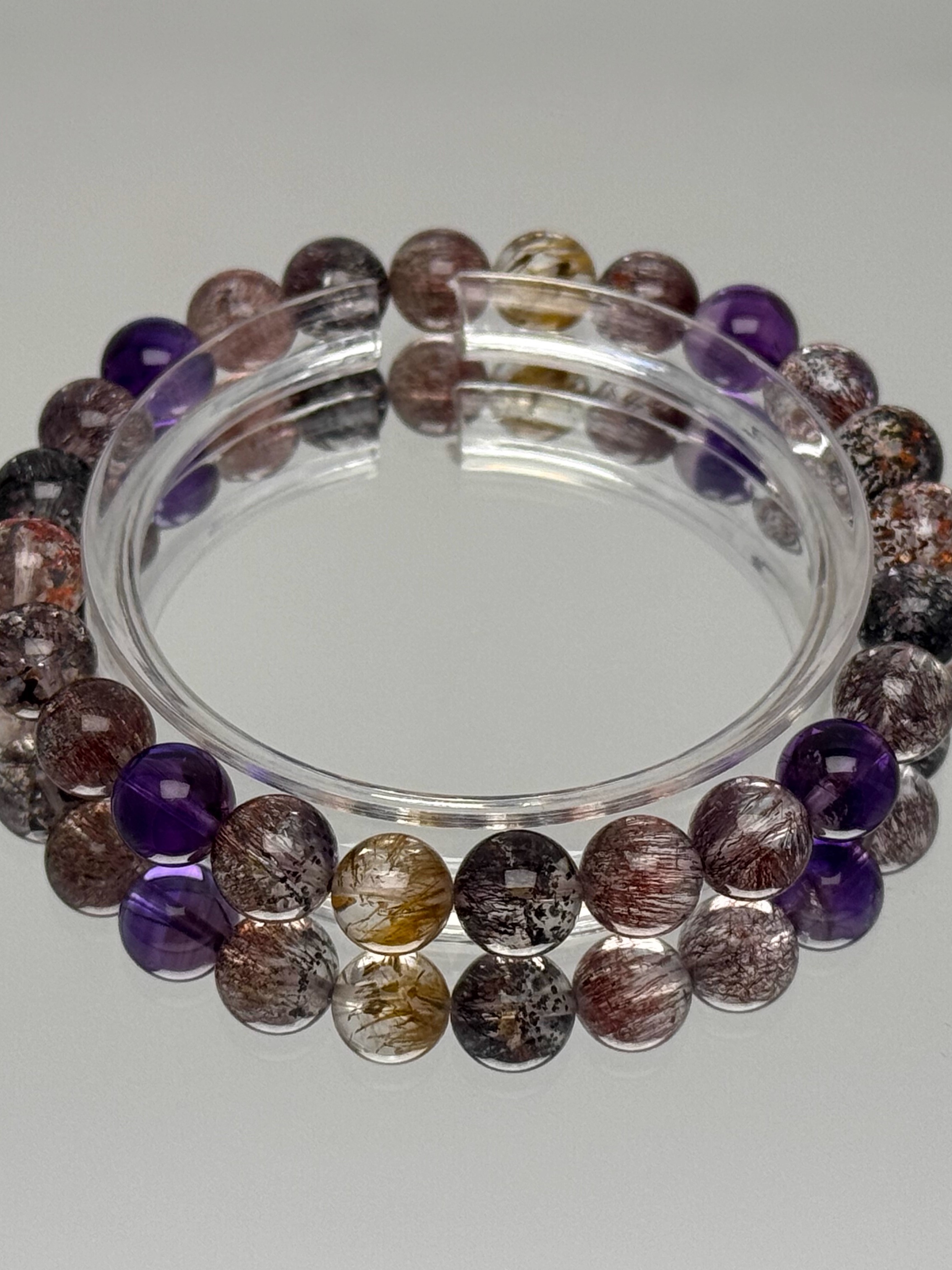 Collectible Blackcurrant Crystal Bracelet with Natural Purple, Red, Yellow, and Gold Accents - Unique Flower Design Collectible Blackcurrant Crystal Bracelet with Natural Purple, Red, Yellow, and Gold Accents - Unique Flower Design
