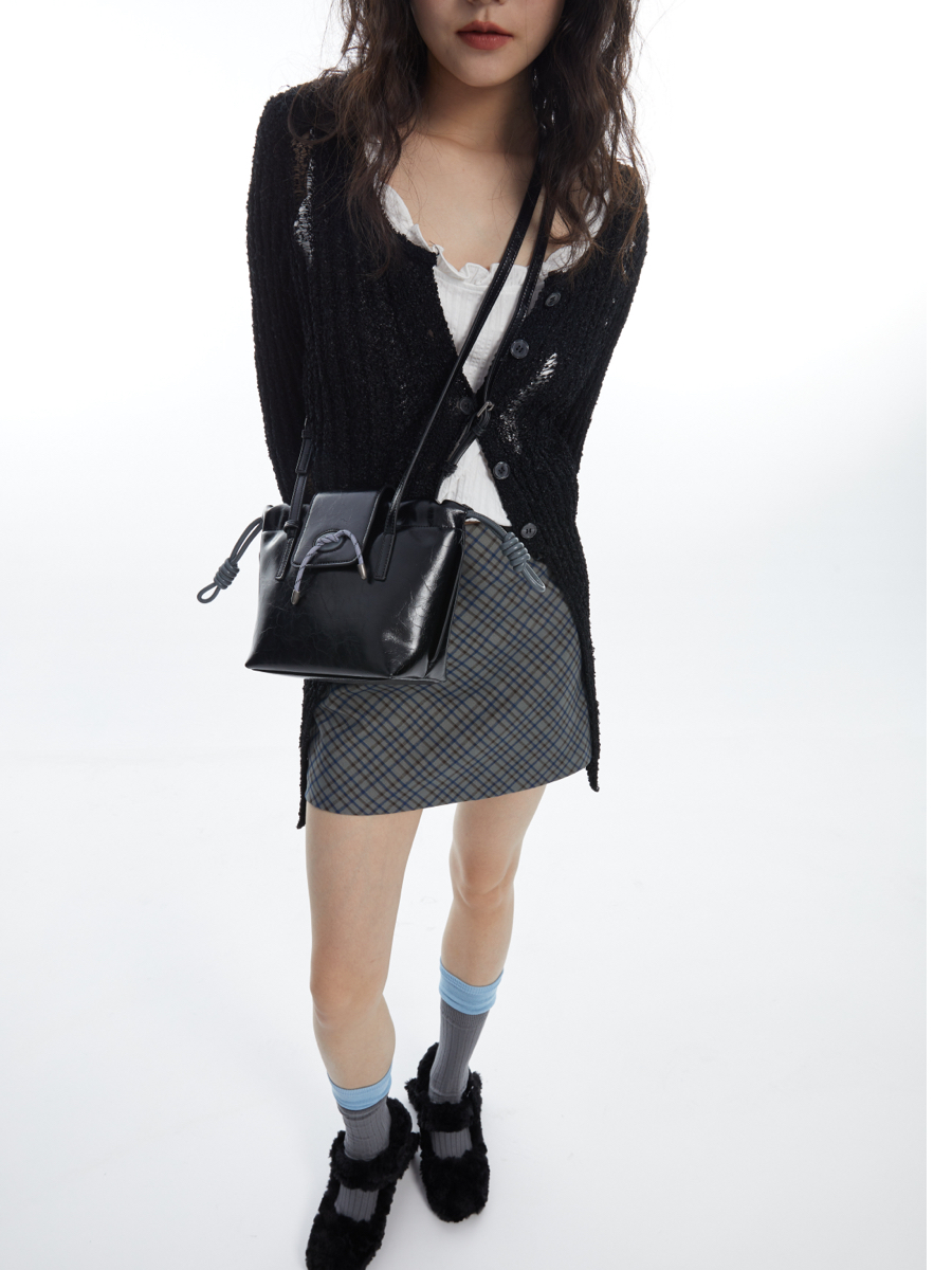 Color Block Cowhide Crossbody Bag - Small Jiu Jiu Shoulder Bag for Stylish Everyday Use