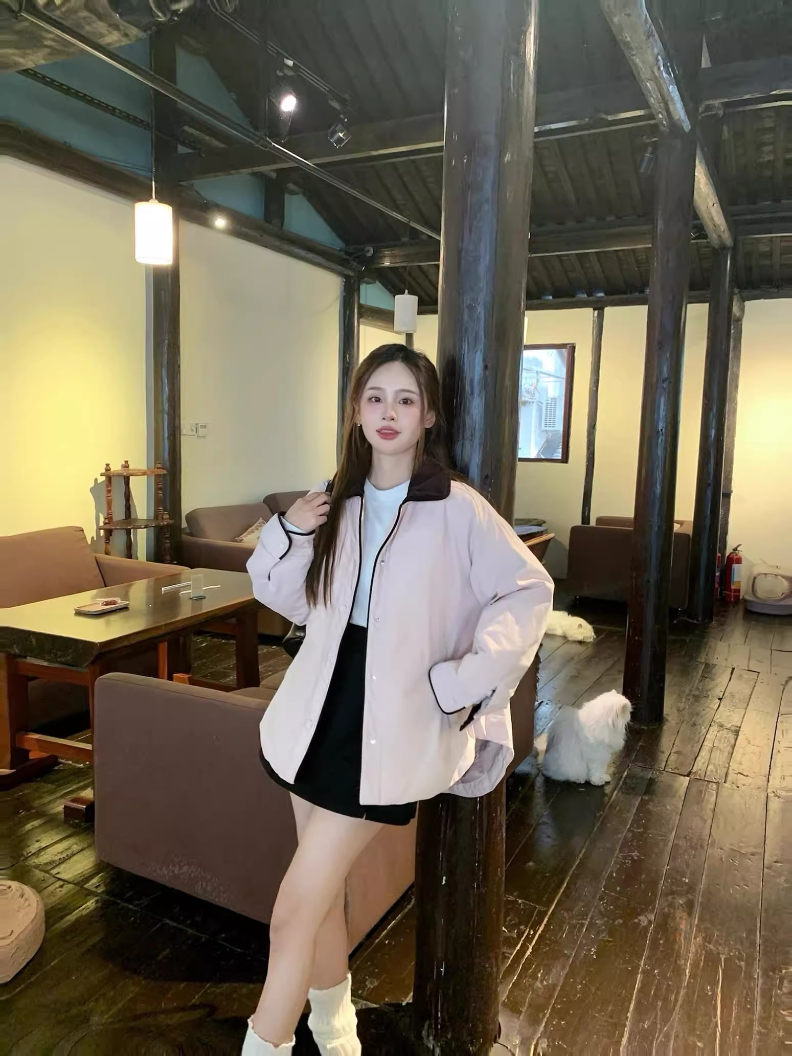 Color-Block Design Lapel Pink Down Jacket for Women - Stylish Casual Winter Commuting Outerwear Color-Block Design Lapel Pink Down Jacket for Women - Stylish Casual Winter Commuting Outerwear