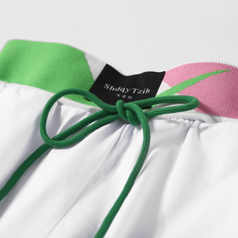 Color-Block Embroidered Letter Casual Flared Sweatpants for Women - Elastic Waist, Woven Belt, Spring Trend, Y2K Fashion