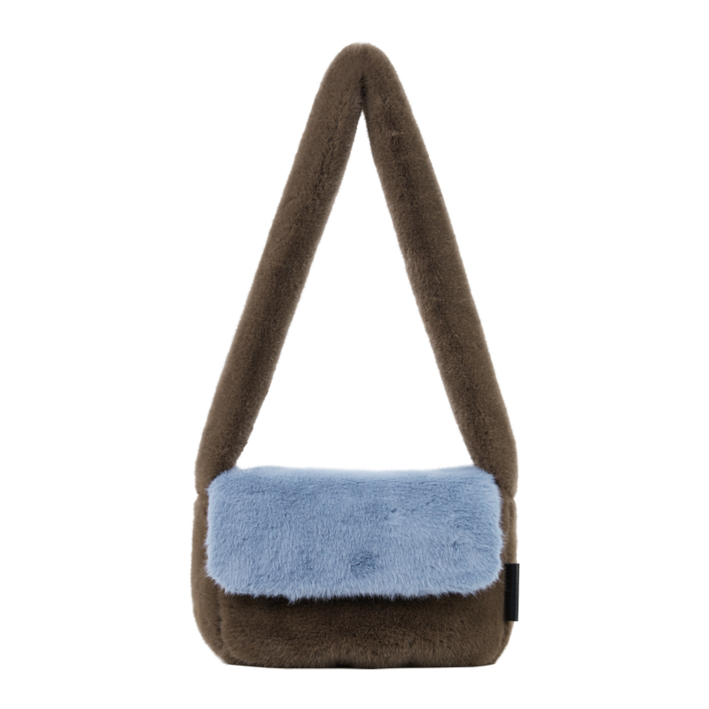 Color-Block Flap Fur Bag in Soft Imitation Rabbit Fur - Trendy Y2K Style Handbag for Chic Outfits