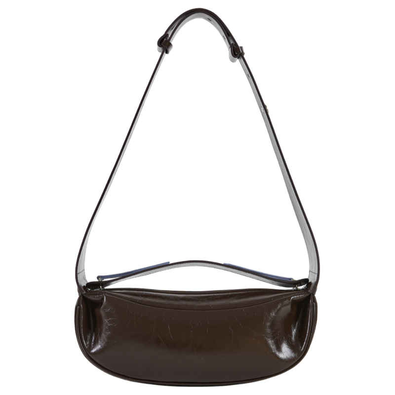 Color Block Half Moon Shoulder Crossbody Bag in Cowhide - Trendy Rock Baked Biscuit Style for Y2K and 90s Fashion Lovers