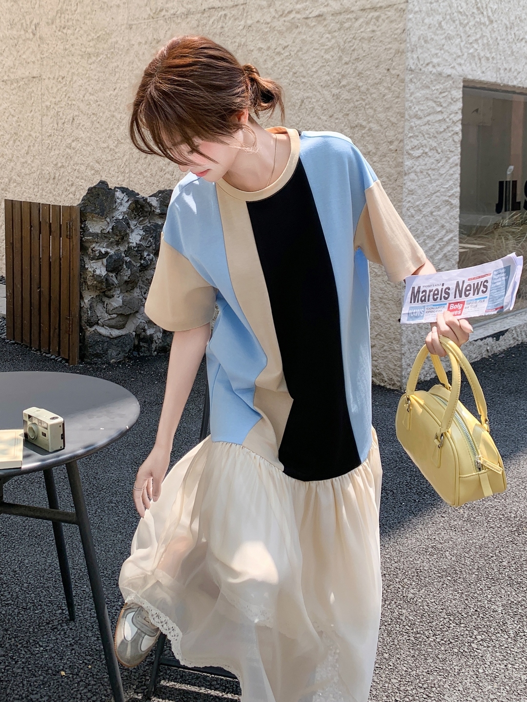 Color-Block Mermaid Dress for Women - Fashionable Vacation Style, Sweet Age-Reducing, Summer 2025 Long Skirt