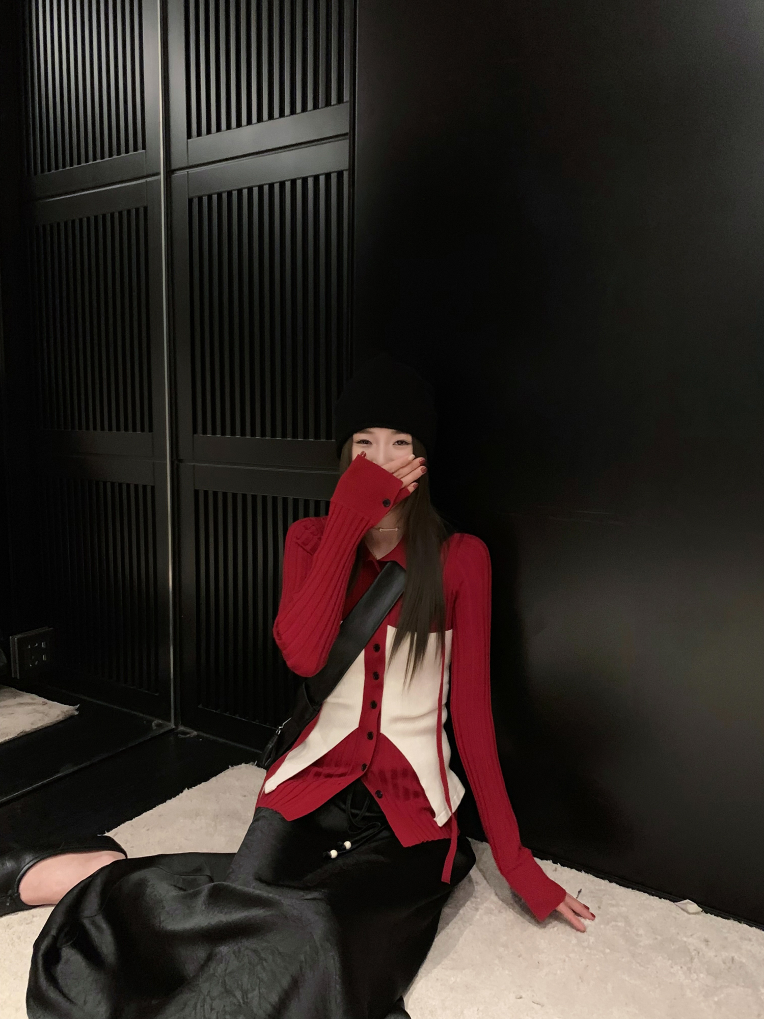 Color Block Spliced Drawstring Slim Fit Knitted Cardigan in Silk Wool - Chic 90s Inspired Healing Art Design Color Block Spliced Drawstring Slim Fit Knitted Cardigan in Silk Wool - Chic 90s Inspired Healing Art Design