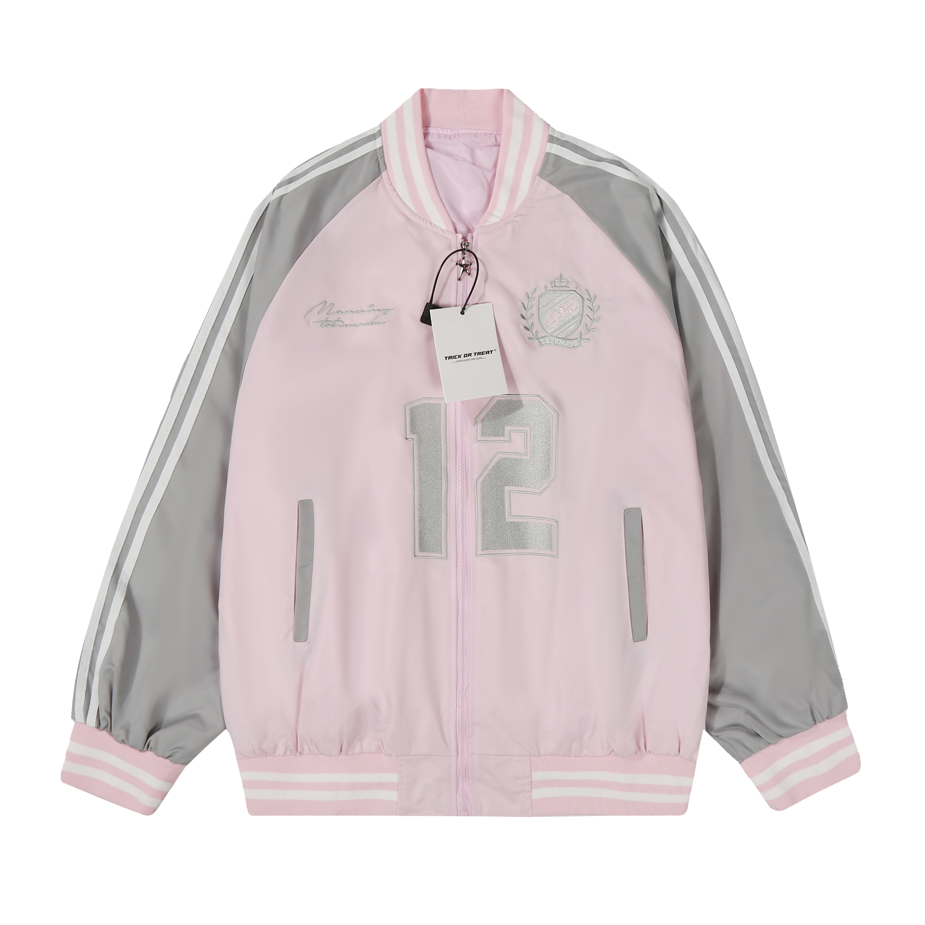 Color-Block Striped Embroidered Flight Jacket for Men and Women - Retro Loose Fit Autumn Outerwear Color-Block Striped Embroidered Flight Jacket for Men and Women - Retro Loose Fit Autumn Outerwear