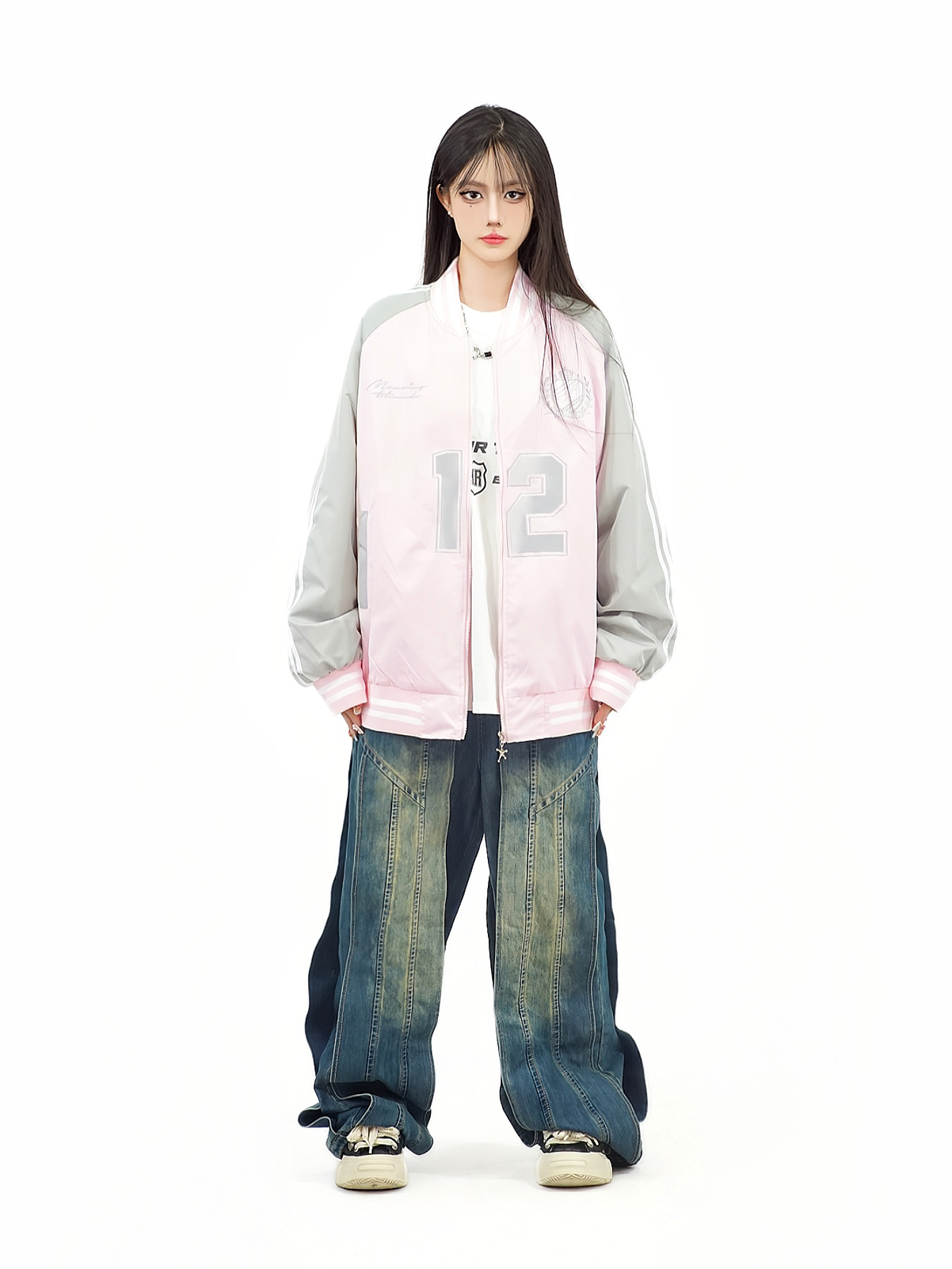 Color-Block Striped Embroidered Flight Jacket for Men and Women - Retro Loose Fit Autumn Outerwear Color-Block Striped Embroidered Flight Jacket for Men and Women - Retro Loose Fit Autumn Outerwear