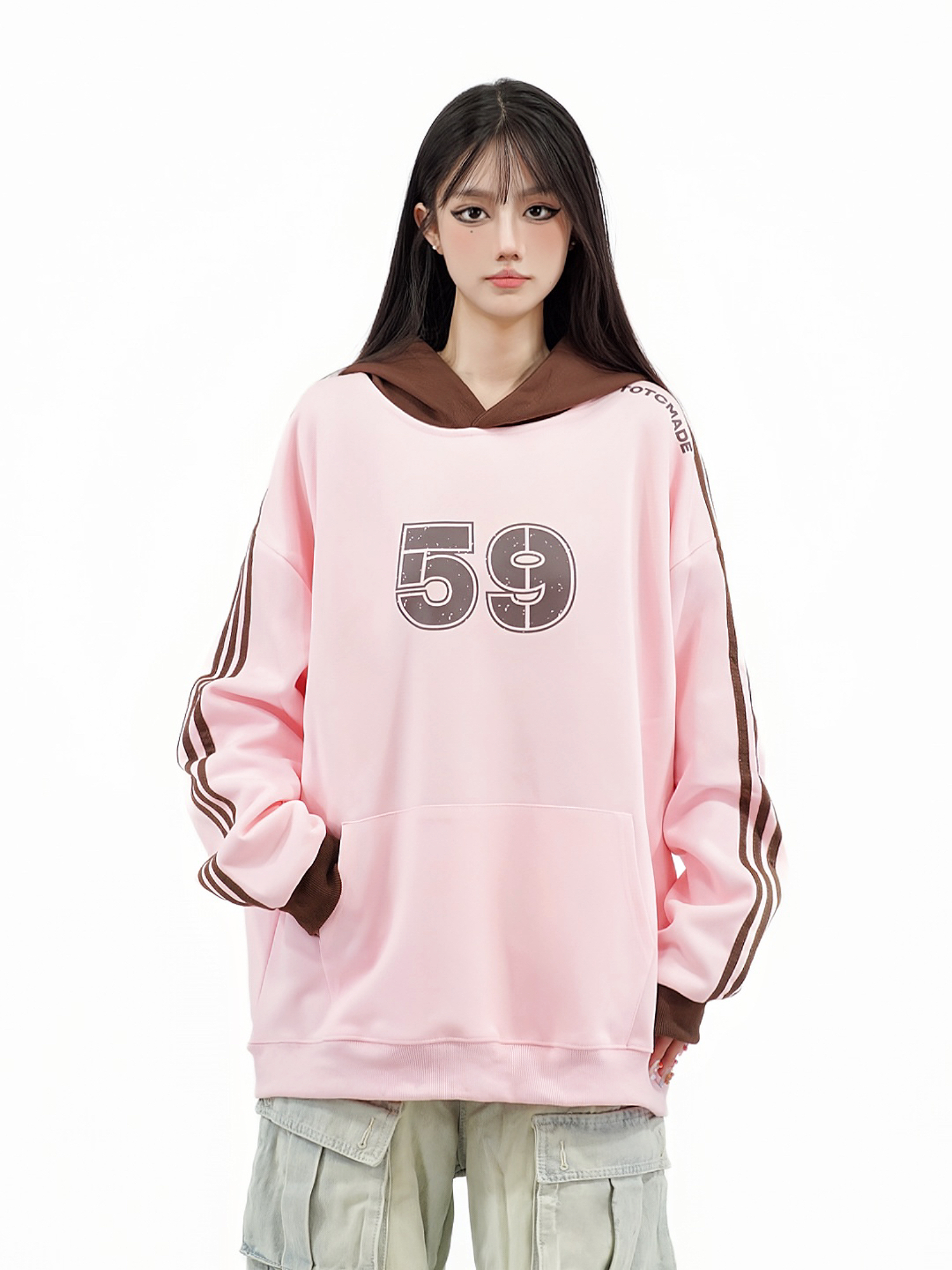 Color-Blocked Hoodie for Couples - Retro American Style, Loose Fit, Casual Autumn Sweatshirt, 90s Inspired Fashion Color-Blocked Hoodie for Couples - Retro American Style, Loose Fit, Casual Autumn Sweatshirt, 90s Inspired Fashion