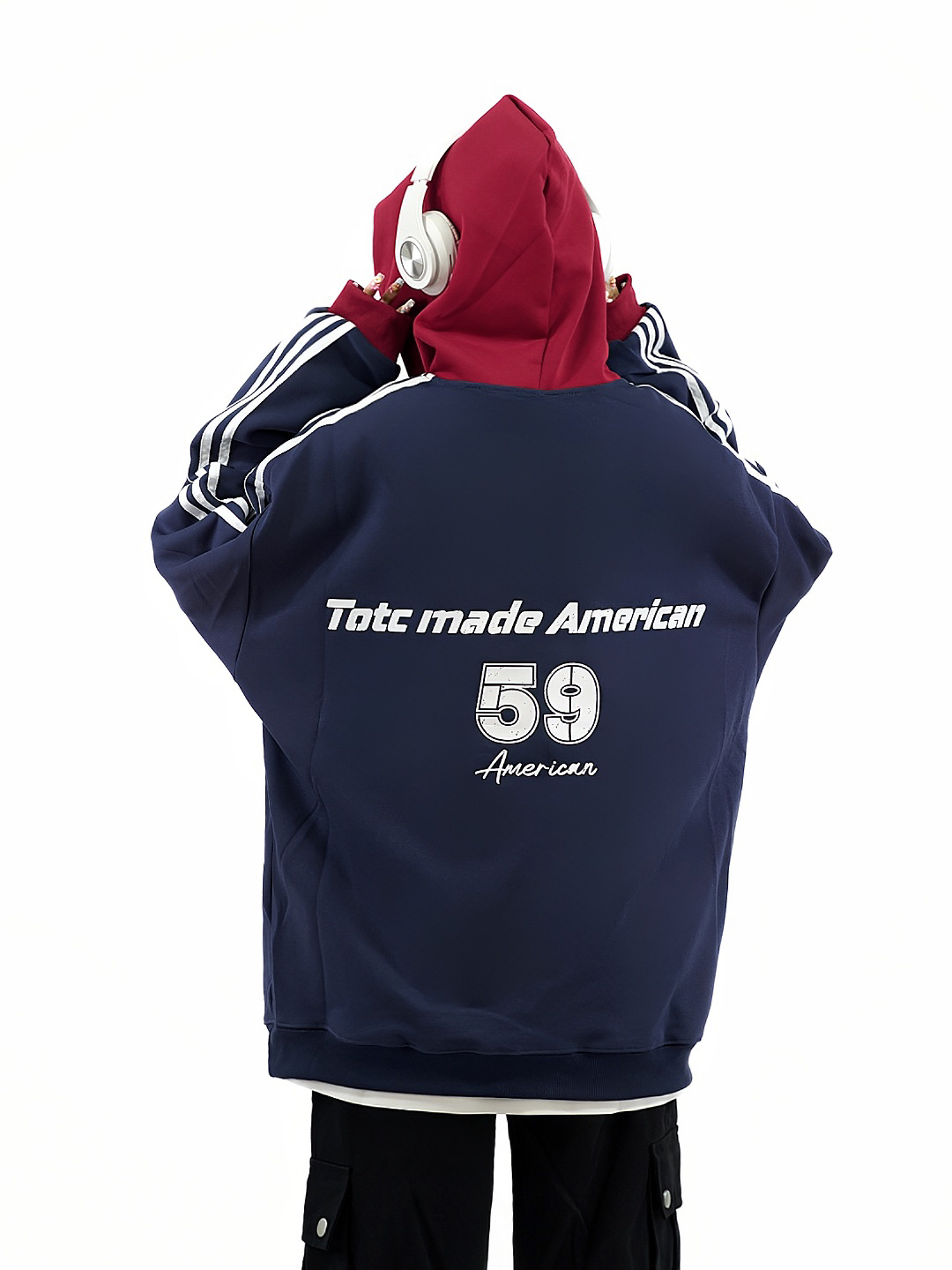 Color-Blocked Hoodie for Couples - Retro American Style, Loose Fit, Casual Autumn Sweatshirt, 90s Inspired Fashion Color-Blocked Hoodie for Couples - Retro American Style, Loose Fit, Casual Autumn Sweatshirt, 90s Inspired Fashion