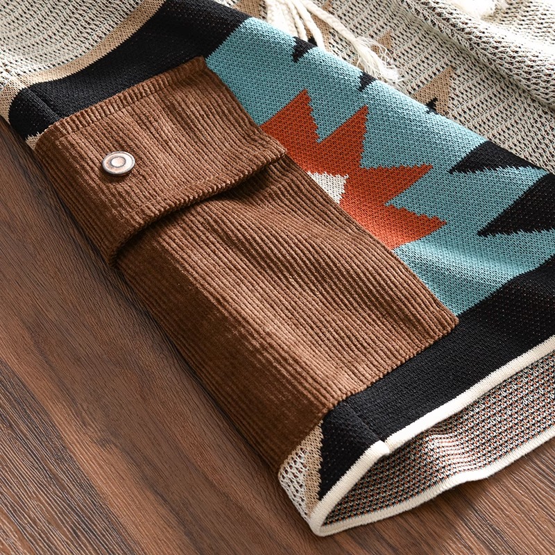 Color-Blocked Navajo Knitted Shorts for Men - Summer Retro 90s Beachwear, Four to Five-Point Length, Stylish Casual Niche Design Color-Blocked Navajo Knitted Shorts for Men - Summer Retro 90s Beachwear, Four to Five-Point Length, Stylish Casual Niche Design