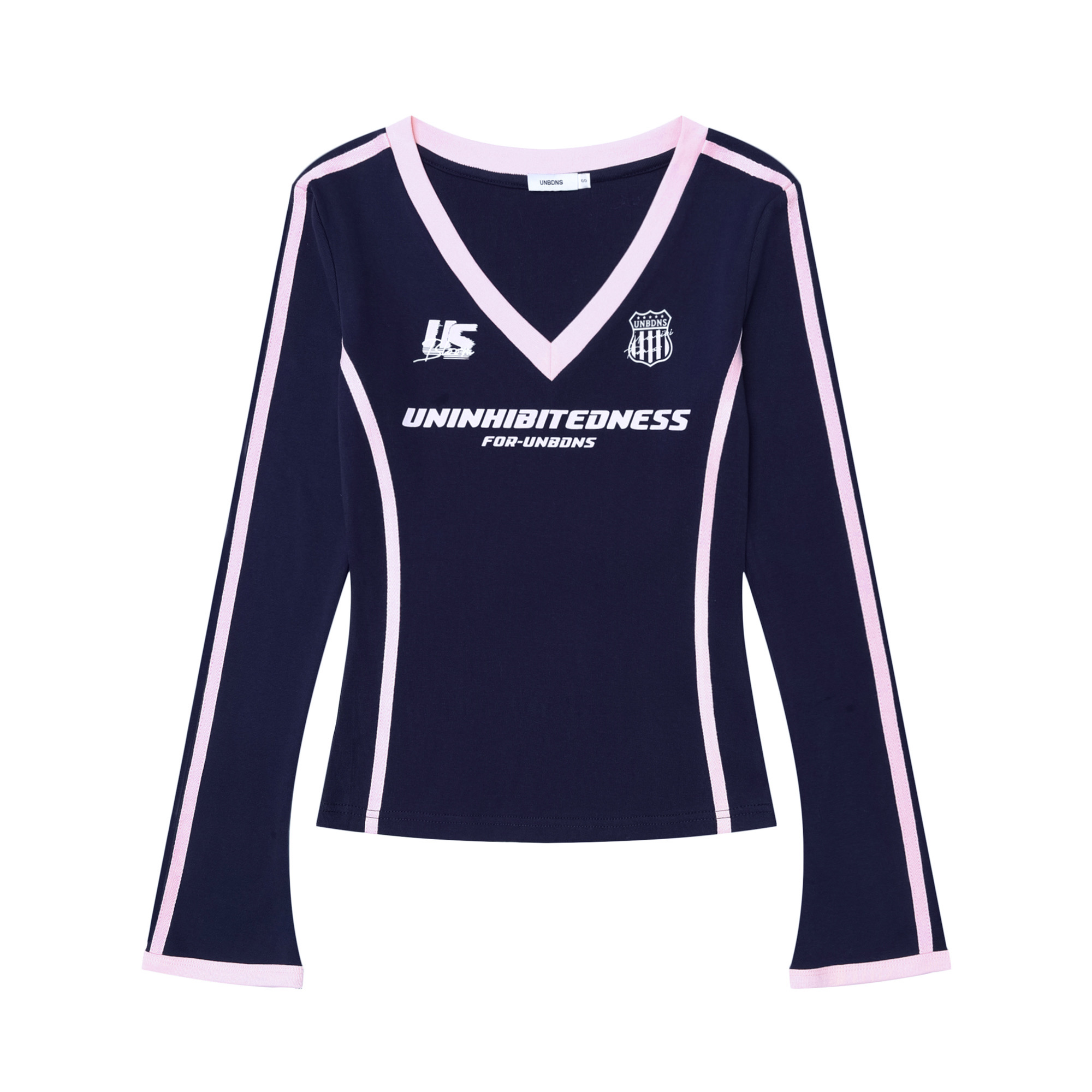 Color-Blocked V-Neck Long Sleeve T-Shirt - Slim-Fit Jersey Top for Trendy American Style, Perfect for Y2K and Streetwear Looks Color-Blocked V-Neck Long Sleeve T-Shirt - Slim-Fit Jersey Top for Trendy American Style, Perfect for Y2K and Streetwear Looks