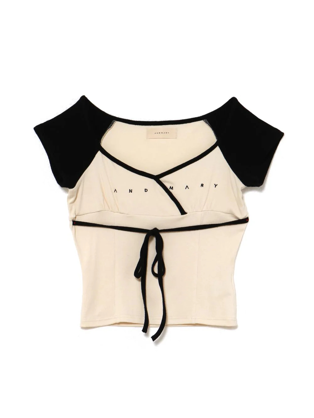 Color-Blocking Slim Fit Tie-Up Letter Embroidery Short Sleeve T-Shirt for Women - Summer 2025 Y2K Style Color-Blocking Slim Fit Tie-Up Letter Embroidery Short Sleeve T-Shirt for Women - Summer 2025 Y2K Style